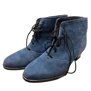 Regence Vintage Blue Suede Block Heel Ankle abhors Sz 7